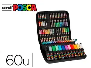 MALLETTE PEINTURE POSCA MARQUEUR ENCRE INODORE        COUVRANTE 60 COLORIS ASSORTIS