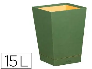 CORBEILLE   PAPIERS RHODIARAMA  SIMIL CUIR SAUGE  VELOUT  15L 27X27X32 CM