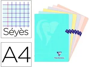 CAHIER PIQU  MIMESYS A4 COULEURS PASTEL  GRANDS       CARREAUX 21X29,7CM 96 PAGES