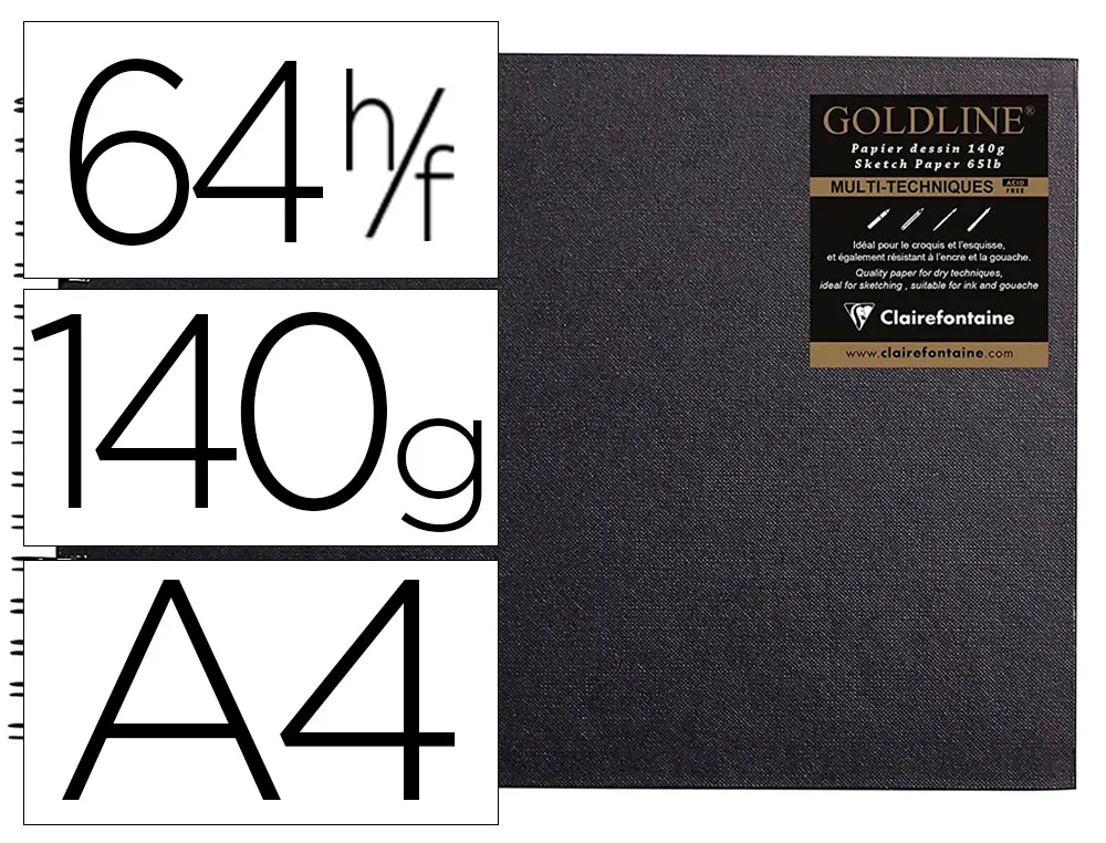 CARNET SPIRALE PAYSAGE GOLDLINE A4 PAPIER BLANC 21X29,7CM140GR 64F