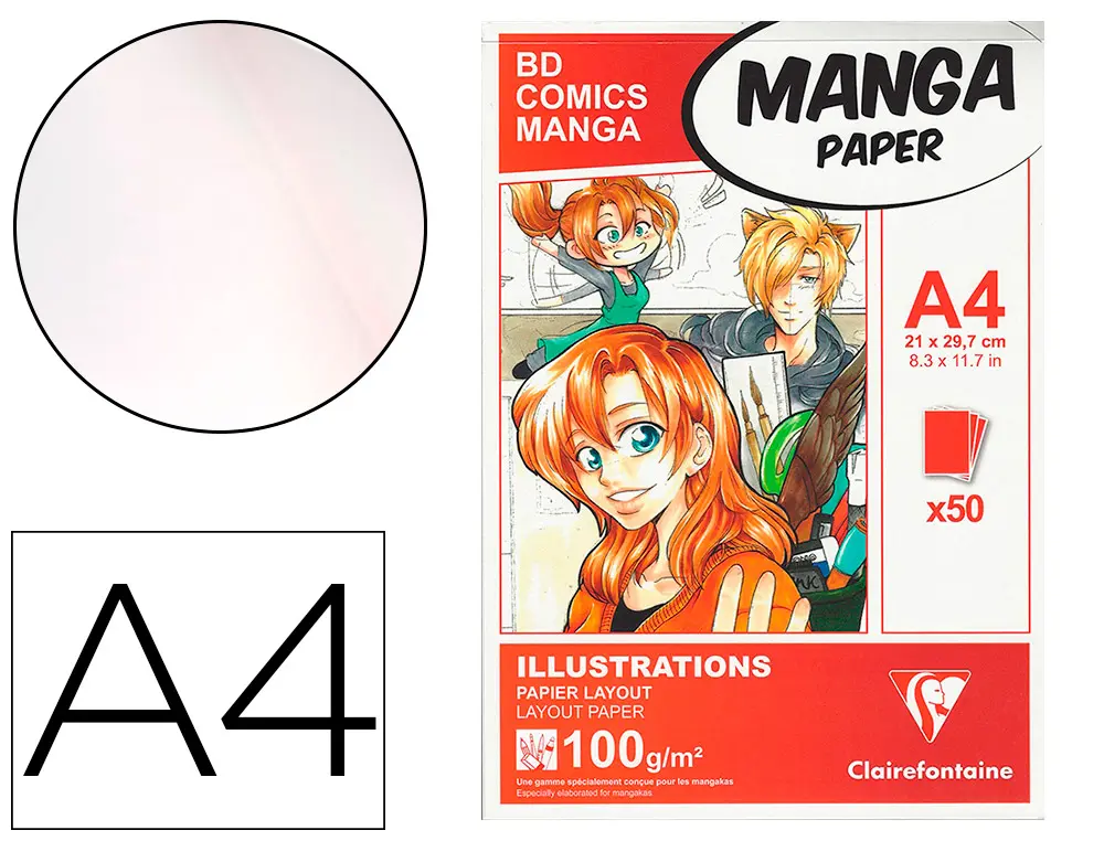 MANGA ILLUSTRATIONS BLOC COLL CLAIREFONTAINE A4 21X29,7CM 100GR 50F