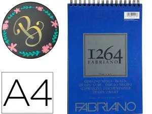 BLOC DESSIN 1264 FABRIANO A4 NOIR 200G 40F