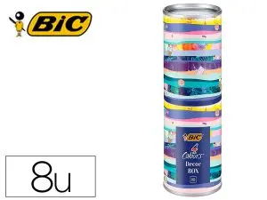 STYLO-BILLE BIC POINTE MOYENNE 1,0MM LOT DE 8 STYLOS COULEURS ASSORTIS BOITE CADEAU