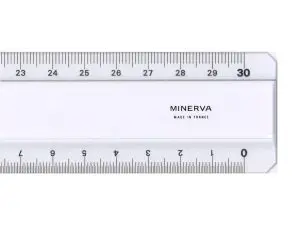 REGLE PLATE TRIPE DECIMETR S MINERVA 2 BISEAUX 30 CM