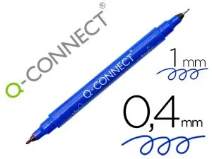 MARQUEUR PERMANENT Q-CONNECT POINTE DOUBLE 1MM  ET 0,4 MM  COLORIS BLEU