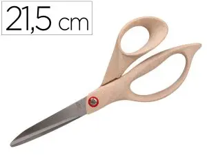 CISEAUX LIDERPAPEL EN ACIER INOXYDABLE ANNEAUX EN MATIERE NATURELLE ECO 8" 21.5 CM EN   BLISTER