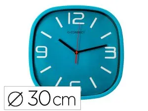 HORLOGE Q-CONNECT MURALE PLASTIQUE MOUVEMENT           SILENCIEUX DIAMETRE  30 CM    COLORIS BLEU