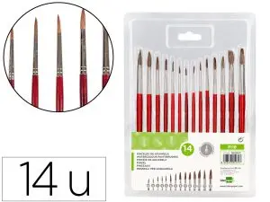 PINCEAU LIDERPAPEL BOIS VIROLE CHROMEE AQUARELLE      MODELES ASSORTIS BLISTER DE   14 UN