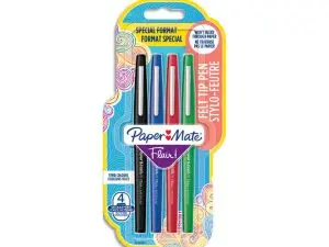 FEUTRE ECRITURE PAPER MATE FLAIR ORIGINAL  POINTE        MOYENNE 0,7MM ENCRES          ASSORTIES ESTANDAR BLISTER 4