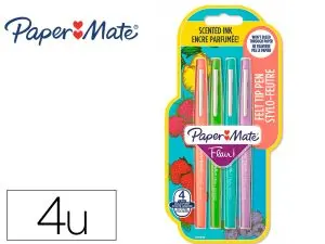 FEUTRE ECRITURE PAPER MATE FLAIR ORIGINAL  POINTE        MOYENNE 0,7MM ENCRES          ASSORTIES FUN BLISTER 4