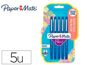 FEUTRE ECRITURE PAPER MATE FLAIR ORIGINAL POINTE MOYENNE 0,7MM ENCRES BLEU BLISTER 5   COULEURS