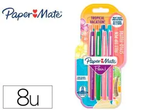 FEUTRE ECRITURE PAPER MATE FLAIR TROPICAL POINTE MOYENNE 0,7MM ENCRES ASSORTIES        BLISTER 8 COULEURS