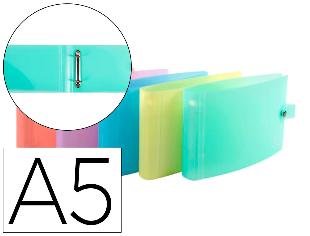 CLASSEUR 2 ANNEAUX BRISTOL POLYPROPYLENE A5 2/30MM ASSORTIMENT PASTEL