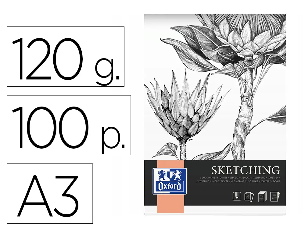 BLOC SKETCHING OXFORD ENDOSSE FEUILLES DETACHABLES A3 100 PAGES 120G