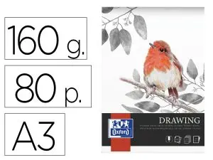 BLOC DRAWING OXFORD ENDOSSE FEUILLES DETACHABLES A3 80 PAGES 160G