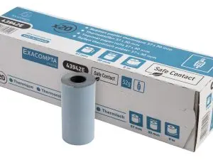 BOBINE THERMIQUE EXACOMPTA EXABLUE TPE 57X30MM 55G LONG. 9M IMPRESSION VERSO TRES LONGUE CONSERVATION BOITE 20 UNITES