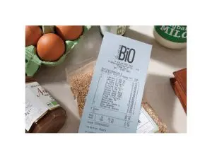 BOBINE THERMIQUE EXACOMPTA EXABLUE 80X80MM LONG. 76M 52G/M2 IMPRESSION VERSO TRES LONGUE CONSERVATION PAQUET 10 UNITES