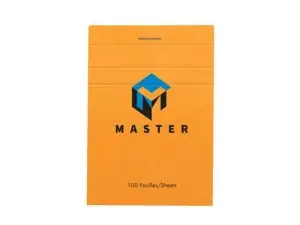 BLOC BUREAU MASTER A7 74X105MM AGRAFE EN-TETE 100F  70GR 5X5 ORANGE