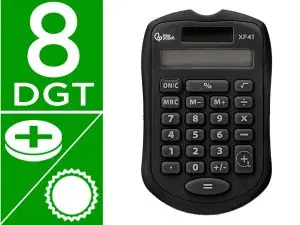 CALCULATRICE DE POCHE LIDERPAPEL XF43 8 CHIFFRES SOLAIRE ET PILES 94X59,5X10,5MM COLORIS NOIR