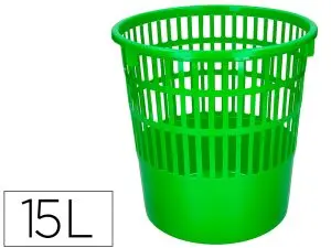 CORBEILLE PAPIER Q-CONNECT AJOUREE PLASTIQUE 15L         285X290MM COLORIS VERT