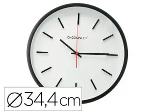 HORLOGE Q-CONNECT MURALE PLASTIQUE DIAMETRE 34,4CM SILENCIEUX COLORIS NOIR
