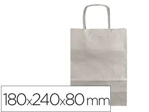 SAC PAPIER Q-CONNECT KRAFT LISSE XS ANSE TORSADEE        180X240X80MM COLORIS ARGENT