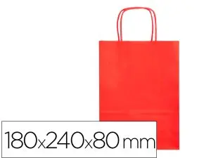 SAC PAPIER Q-CONNECT CELLULOSE XS ANSE TORSADEE    180X240X80MM COLORIS ROUGE