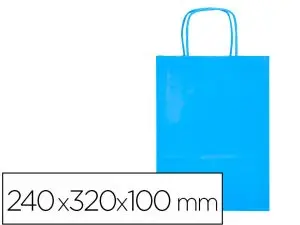 SAC PAPIER Q-CONNECT CELLULOSE S ANSE TORSADEE     240X320X10MM COLORIS BLEU     CIEL