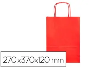 SAC PAPIER Q-CONNECT CELLULOSE M ANSE TORSADEE     270X370X12MM COLORIS ROUGE