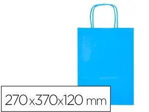SAC PAPIER Q-CONNECT CELLULOSE M ANSE TORSADEE     270X370X12MM COLORIS BLEU     CIEL