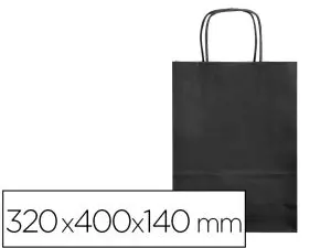 SAC PAPIER Q-CONNECT CELLULOSE L ANSE TORSADEE     320X400X14MM COLORIS NOIR