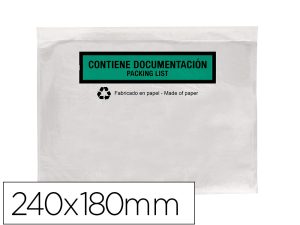 POCHETTE PORTE-DOCUMENTS Q-CONNECT 240X135MM AUTO-ADHESIVE EN PAPIER TEXTE ESPAGNOL ANGLAIS BOITE 100 UNITES