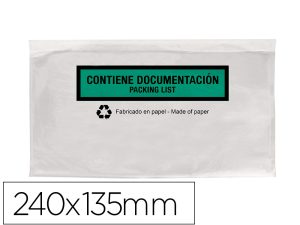 POCHETTE PORTE-DOCUMENTS Q-CONNECT 240X135MM AUTO-ADHESIVE EN PAPIER TEXTE ESPAGNOL ANGLAIS BOITE 100 UNITES