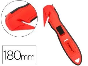 CUTTER DE SECURITE XD-G03 Q-CONNECT EN PLASTIQUE ET     GOMME AVEC ERGOT EN METAL LAMEFIXE PROTEGEE