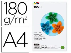 PAPIER CARTONNE LIDERPAPEL A4 180GR COLORIS ASSORTIS PAQUET 100 FEUILLES