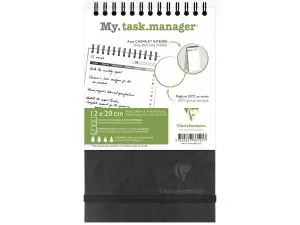 BLOC CLAIREFONTAINE MY TASK MANAGER NOMADDICT RELIURE INTEGRALE 120X200MM 250P DETACHABLES REGLURE PRE-IMPRIMEE NOIR