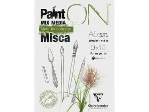 BLOC DESSIN CLAIREFONTAINE PAINT ON ENCOLLE A6 15 FEUILLES 250G COLORIS BLANC