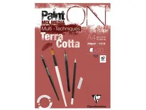 BLOC DESSIN CLAIREFONTAINE PAINT ON ENCOLLE A4 20        FEUILLES 250G COLORIS         TERRACOTTA