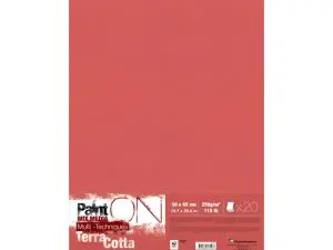 FEUILLE DESSIN CLAIREFONTAINE PAINT ON 500X650MM 250G COLORIS TERRACOTTA PAQUET 10 UNITES