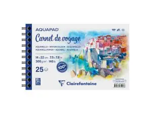 BLOC CLAIREFONTAINE AQUAPAD RELIURE INTEGRALE A3+ 25 FEUILLES 300G GRAIN MOYEN COLORIS BLANC