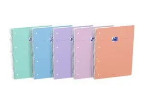 CAHIER OXFORD SMART SPIRALE 4 TROUS 230X297MM 160 PAGES     OPTIK PAPER SEYES COLORIS     PASTEL ASSORTIS LOT 20 UNITES