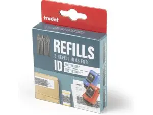 FLACON ENCRE TRODAT ROULEAU ENCREUR ID PROTECTOR 2ML      COLORIS NOIR PACK 3 UNITES