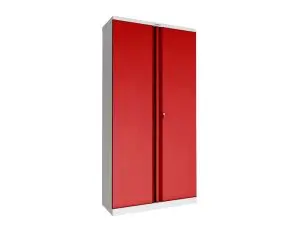ARMOIRE HAUTE PHOENIX ACIER 190CM 2 PORTES ET 4 ETAGERES  SERRURE A CLE COLORIS ROUGE