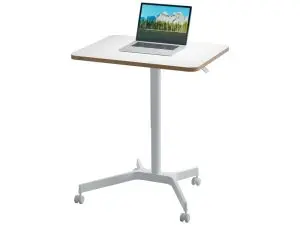 BUREAU LEITZ PNEUMATIQUE ASSIS-DEBOUT PLATEAU COMPACT 80X60CM COLORIS BLANC