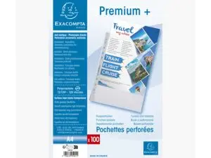 POCHETTE PERFOREE EXACOMPTA A4 PP LISSE 12/100EME 120 MICRONS PAQUET 100 UNITES