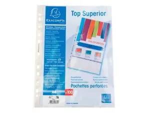 POCHETTE PERFOREE EXACOMPTA A4 PP LISSE 7/100EME 75 MICRONS PAQUET 100 UNITES