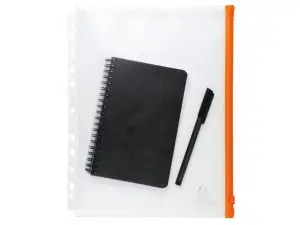 POCHETTE ZIP PERFOREE EXACOMPTA EXACTIVE A4 PP      FERMETURE COLORIS ORANGE      PAQUET 5 UNITES