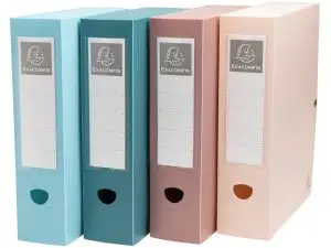 BOITE CLASSEMENT EXACOMPTA SKANDI A4 PP RECYCLE FERMETURE PRESSION DOS 80MM COLORIS ASSORTIS