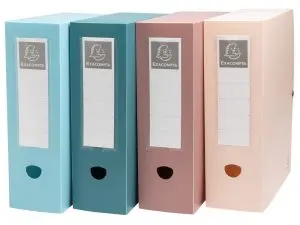BOITE CLASSEMENT EXACOMPTA SKANDI A4 PP RECYCLE FERMETURE PRESSION DOS 100MM COLORIS ASSORTIS