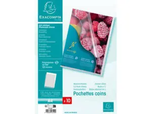 POCHETTE COIN EXACOMPTA A4 PP GRAINE 12/100EME 120 MICRONS PAQUET 10 UNITES